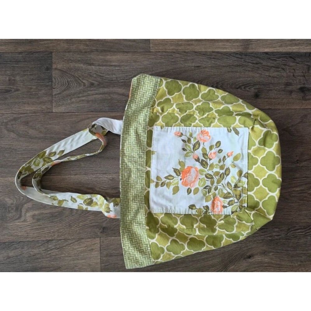 Floral Tote Bag – Green & Orange